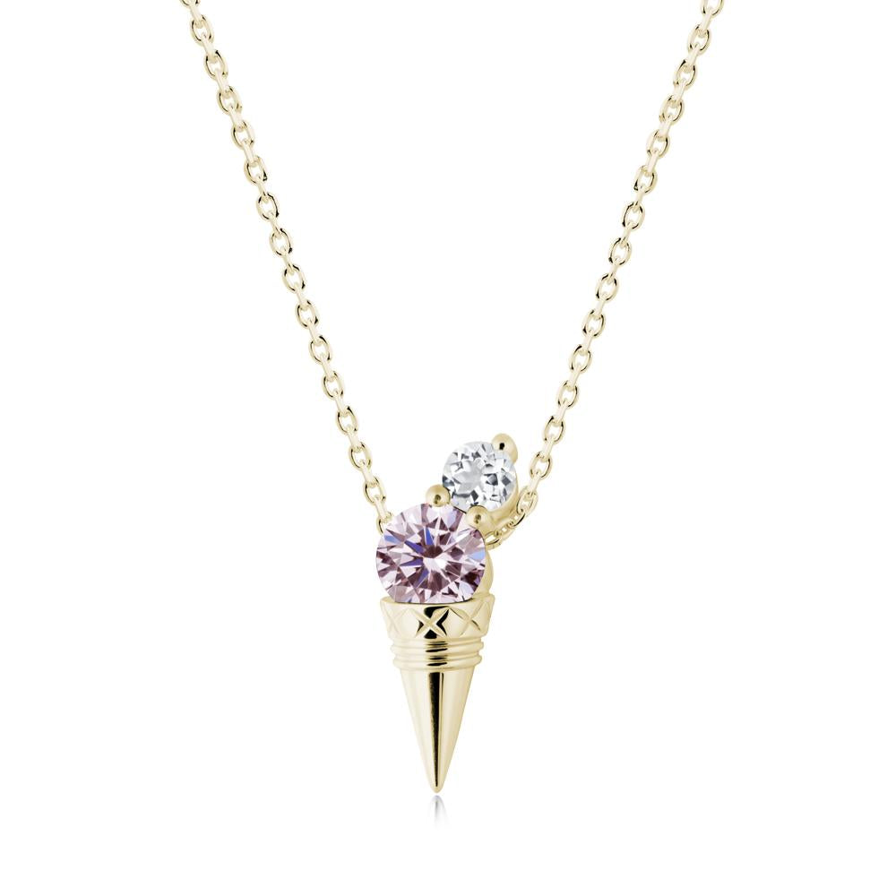 Ice Cream Inspired Pink Cubic Zirconia and White Topaz Necklace - LUO Jewelry #metal_14k yellow gold
