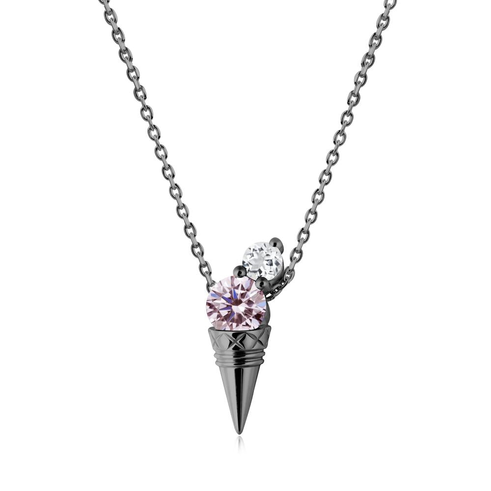 Ice Cream Inspired Pink Cubic Zirconia and White Topaz Necklace - LUO Jewelry #metal_black finish sterling silver