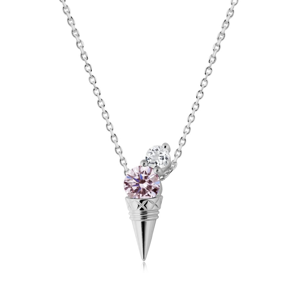Ice Cream Inspired Pink Cubic Zirconia and White Topaz Necklace - LUO Jewelry #metal_platinum