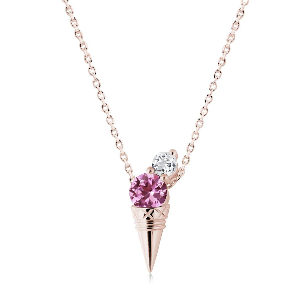 Pink Sapphire and White Topaz Toi Et Moi Necklace - LUO Jewelry #metal_14k rose gold