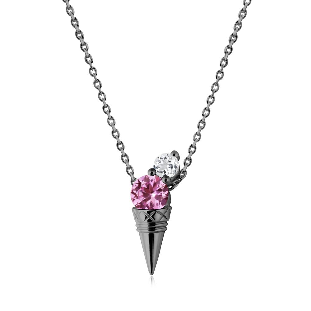 Pink Sapphire and White Topaz Toi Et Moi Necklace - LUO Jewelry #metal_black finish sterling silver