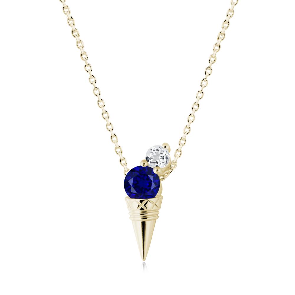 Sapphire and White Topaz Toi Et Moi Necklace - LUO Jewelry #metal_14k yellow gold