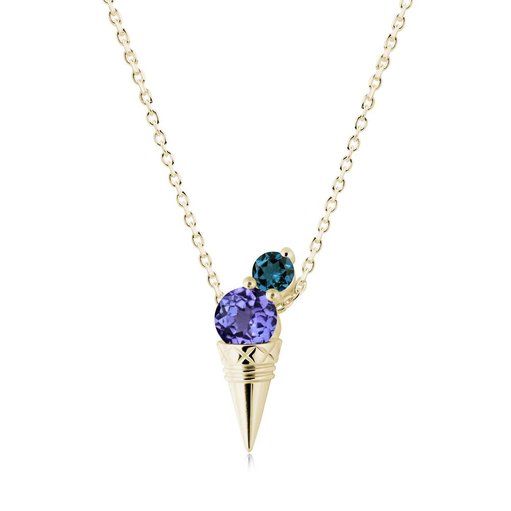 Tanzanite and London Blue Topaz Toi Et Moi Necklace - LUO Jewelry #metal_14k yellow gold