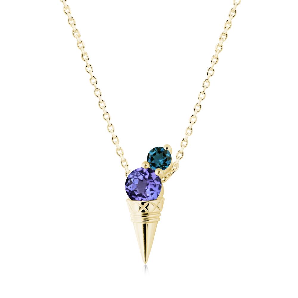 Tanzanite and London Blue Topaz Toi Et Moi Necklace - LUO Jewelry #metal_18k yellow gold