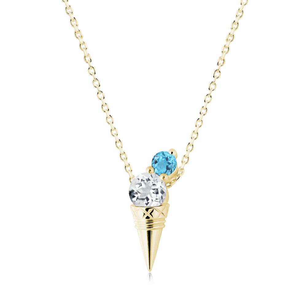 Ice Cream Inspired White Topaz and Swiss Blue Topaz Necklace - LUO Jewelry #metal_18k yellow gold