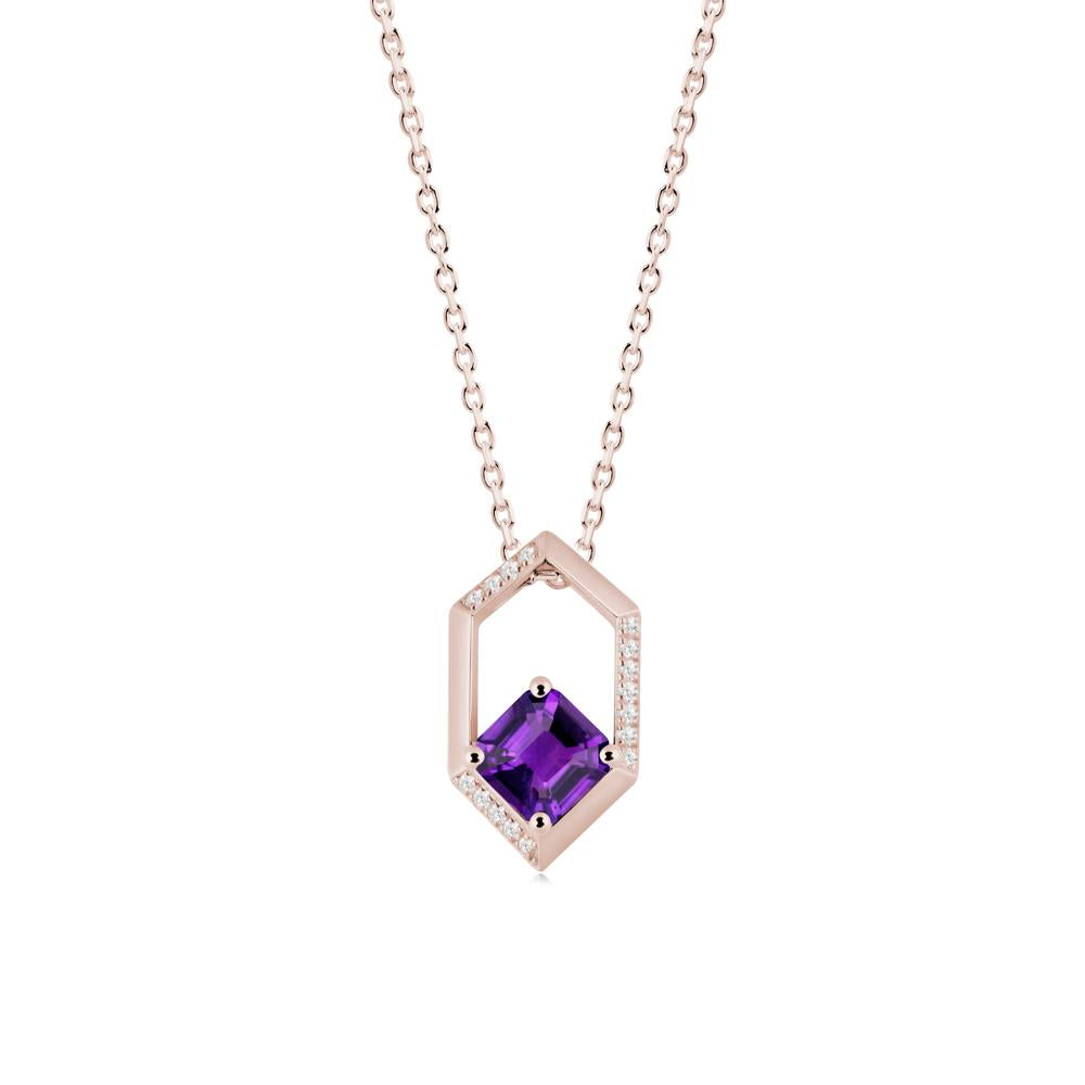 Geometric Asscher Amethyst Pendant - LUO Jewelry #metal_14k rose gold