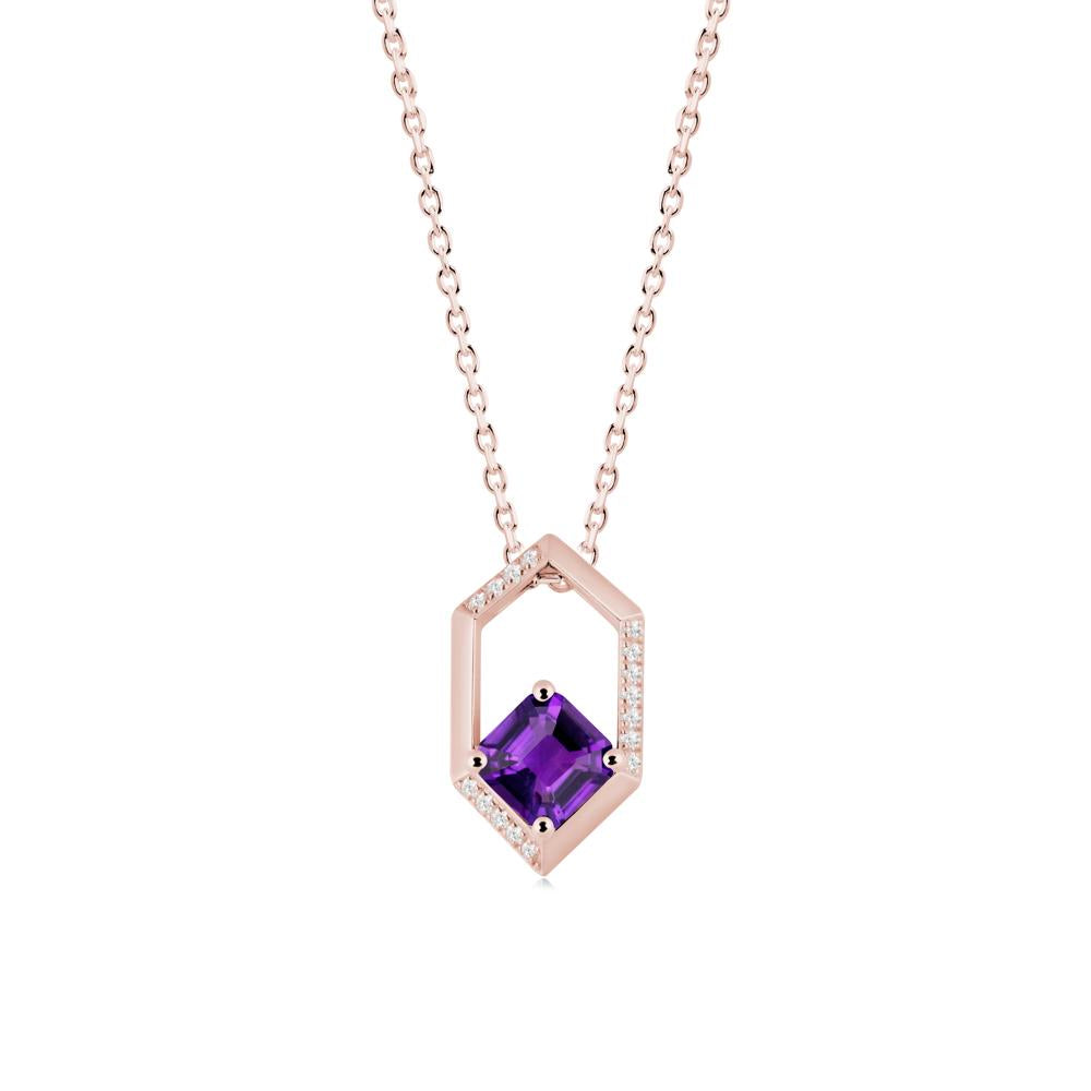 Geometric Asscher Amethyst Pendant - LUO Jewelry #metal_18k rose gold