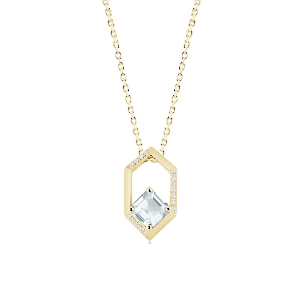 Geometric Asscher Aquamarine Pendant - LUO Jewelry #metal_18k yellow gold