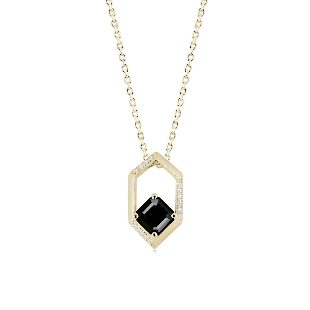 Geometric Asscher Black Spinel Pendant - LUO Jewelry #metal_14k yellow gold