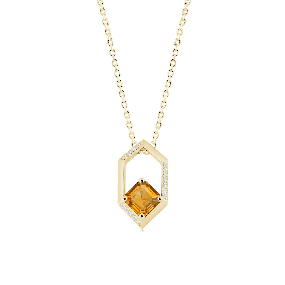 Geometric Asscher Citrine Pendant - LUO Jewelry #metal_18k yellow gold