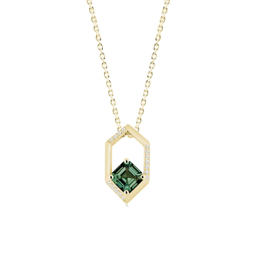Geometric Asscher Green Sapphire Pendant - LUO Jewelry #metal_18k yellow gold