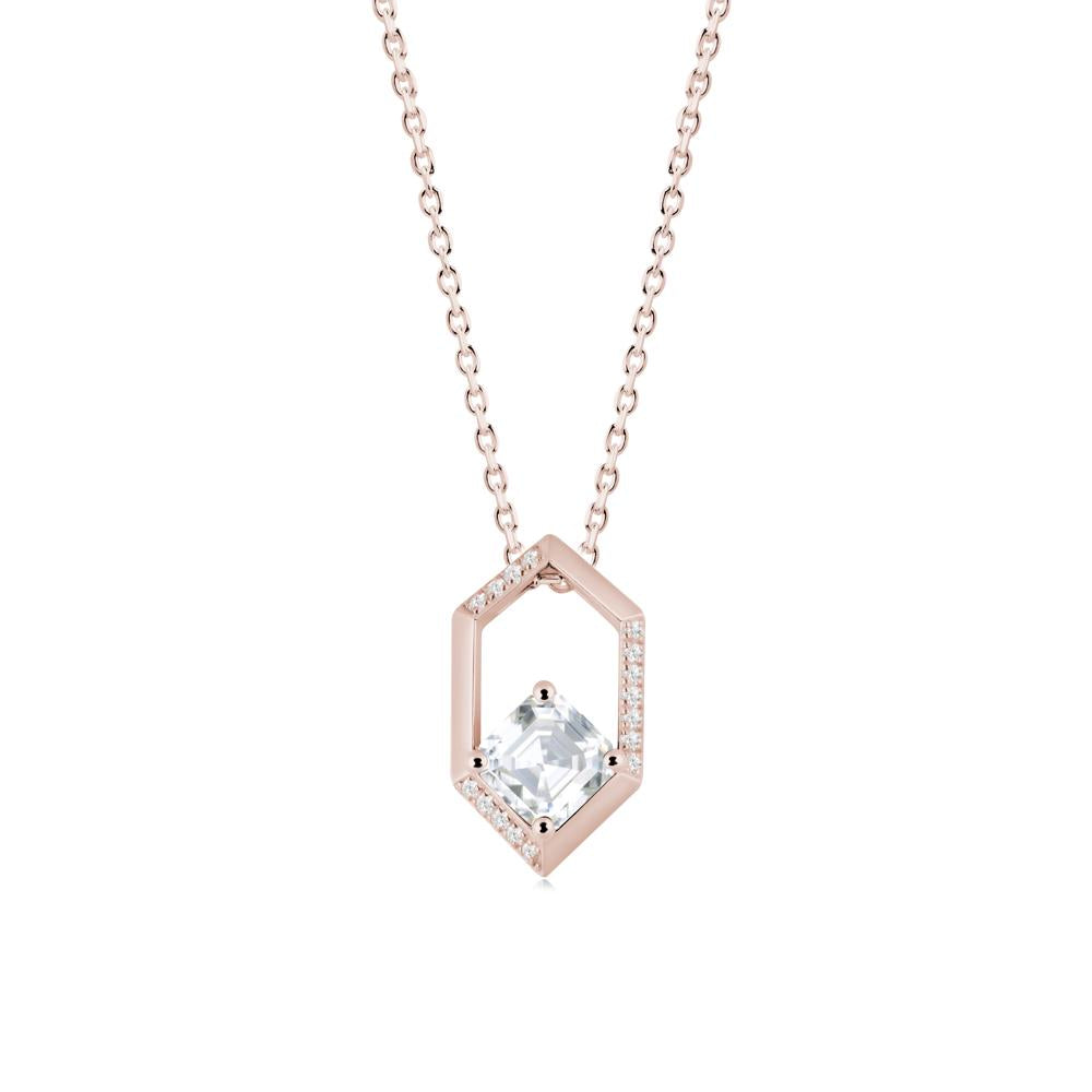 Geometric Asscher Moissanite Pendant - LUO Jewelry #metal_14k rose gold