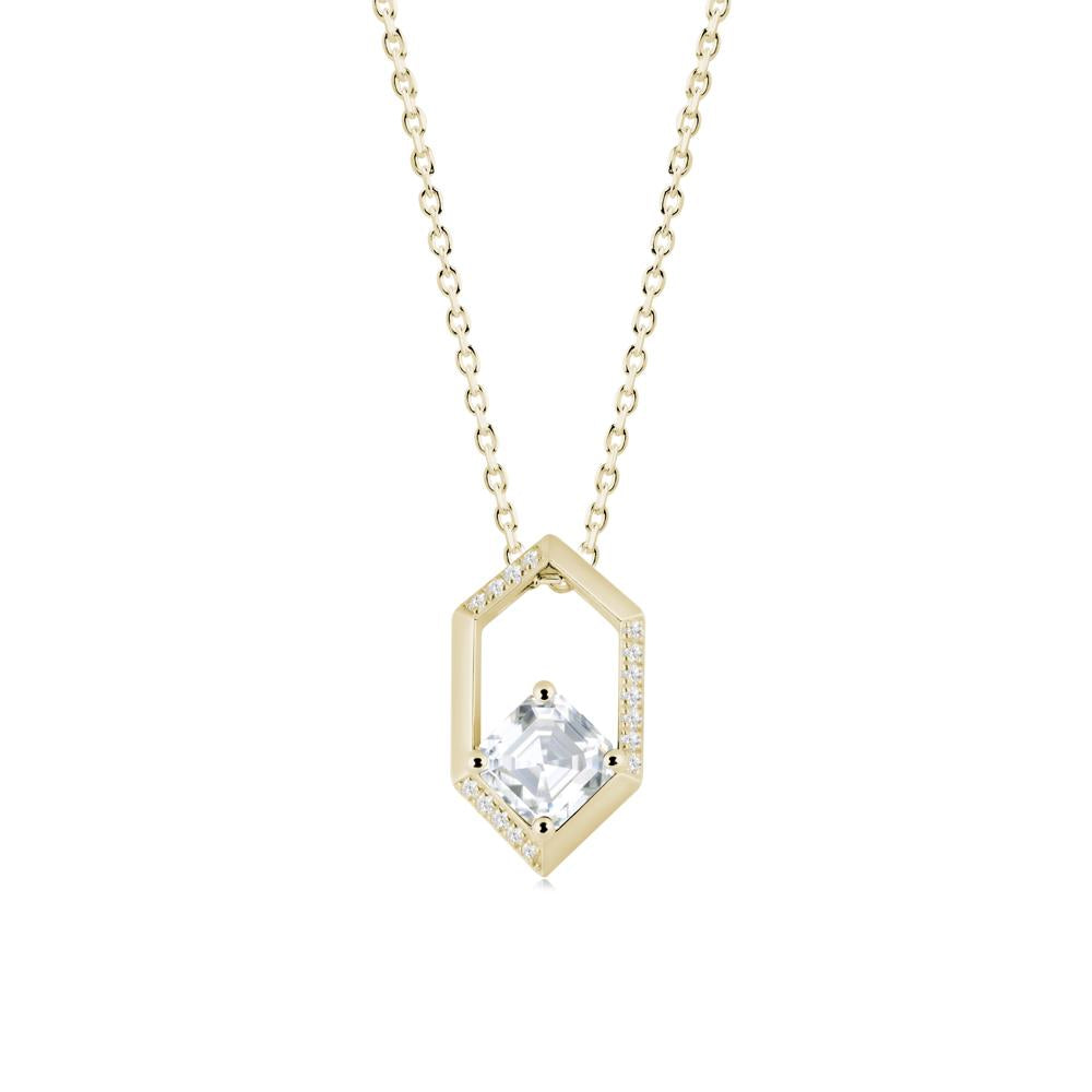 Geometric Asscher Moissanite Pendant - LUO Jewelry #metal_14k yellow gold