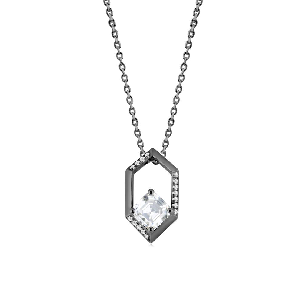 Geometric Asscher Moissanite Pendant - LUO Jewelry #metal_black finish sterling silver