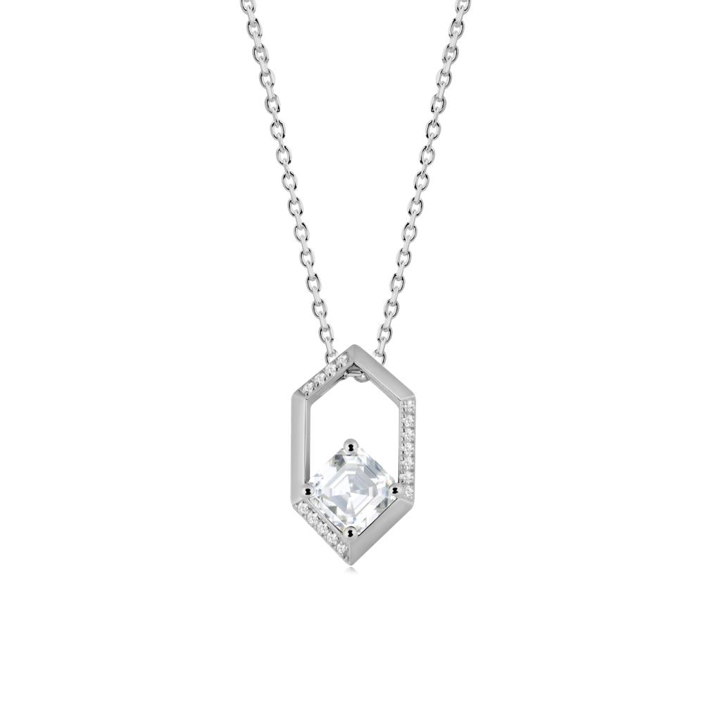Geometric Asscher Moissanite Pendant - LUO Jewelry #metal_platinum