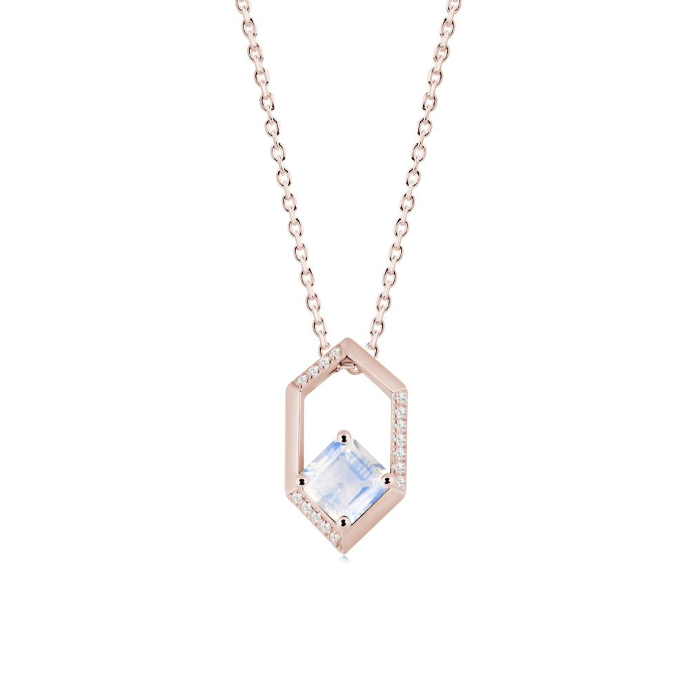 Geometric Asscher Moonstone Pendant - LUO Jewelry #metal_14k rose gold