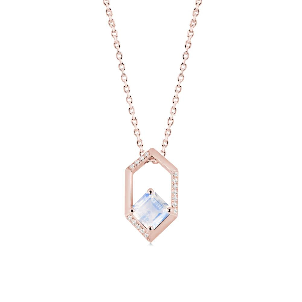 Geometric Asscher Moonstone Pendant - LUO Jewelry #metal_18k rose gold