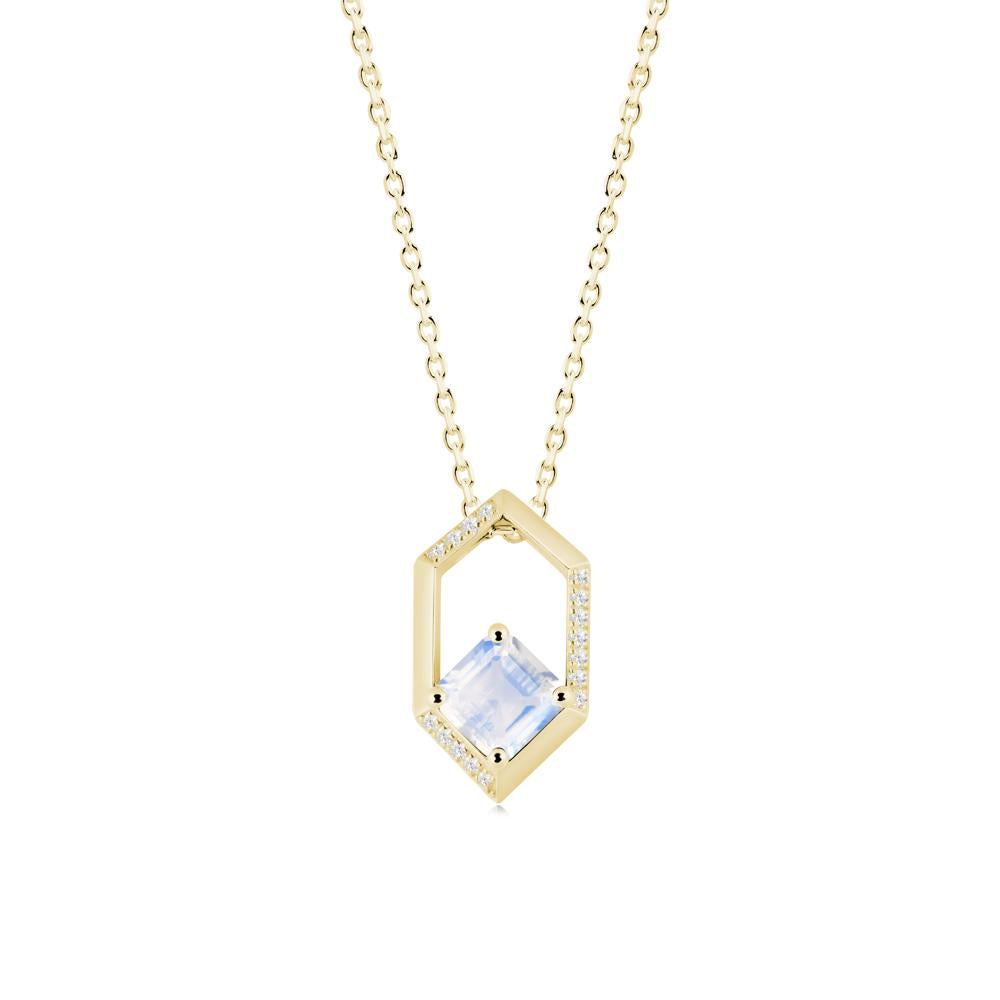 Geometric Asscher Moonstone Pendant - LUO Jewelry #metal_18k yellow gold