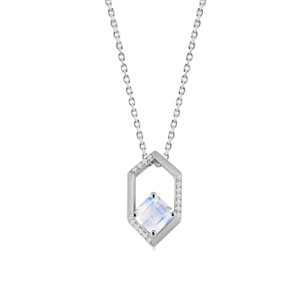 Geometric Asscher Moonstone Pendant - LUO Jewelry #metal_platinum