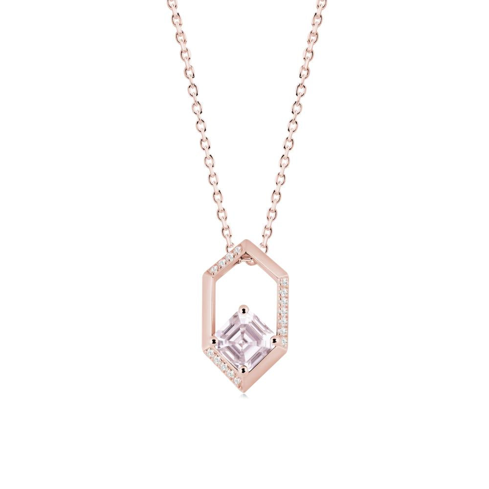Geometric Asscher Pink Cubic Zirconia Pendant - LUO Jewelry #metal_18k rose gold