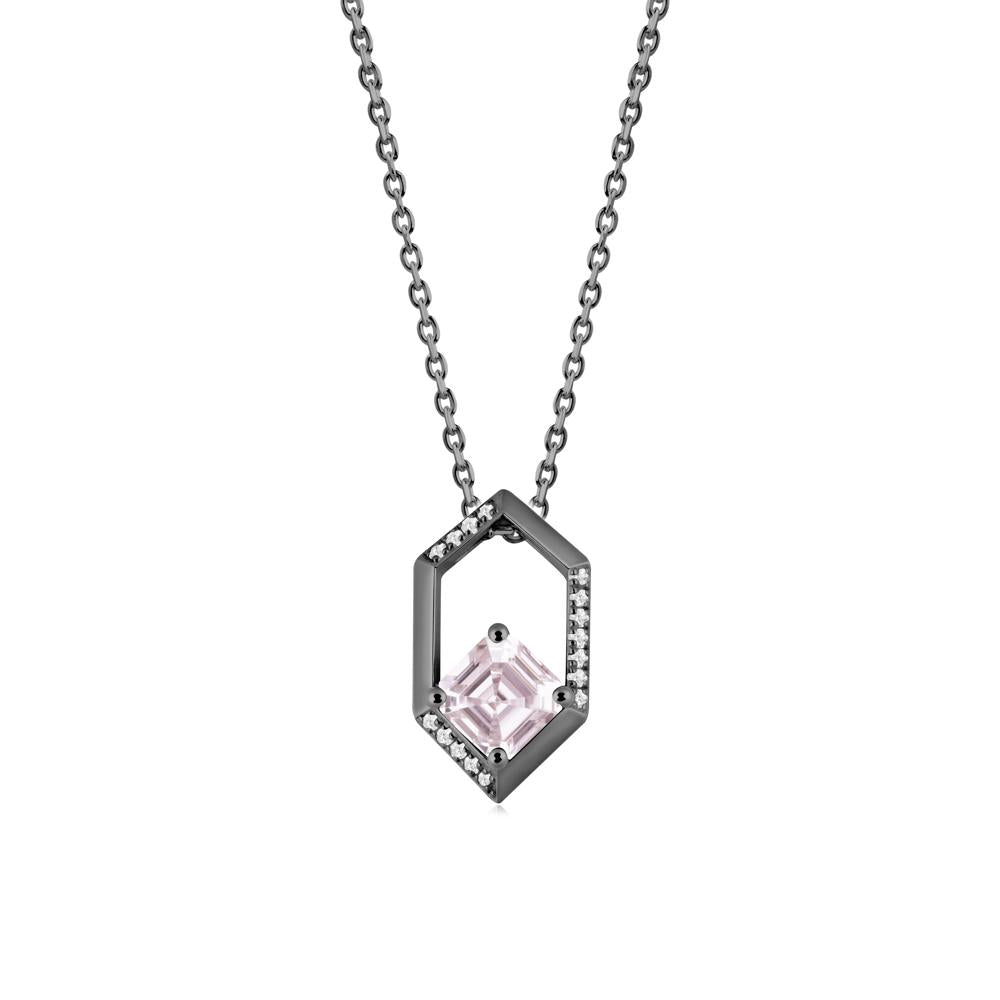 Geometric Asscher Pink Cubic Zirconia Pendant - LUO Jewelry #metal_black finish sterling silver