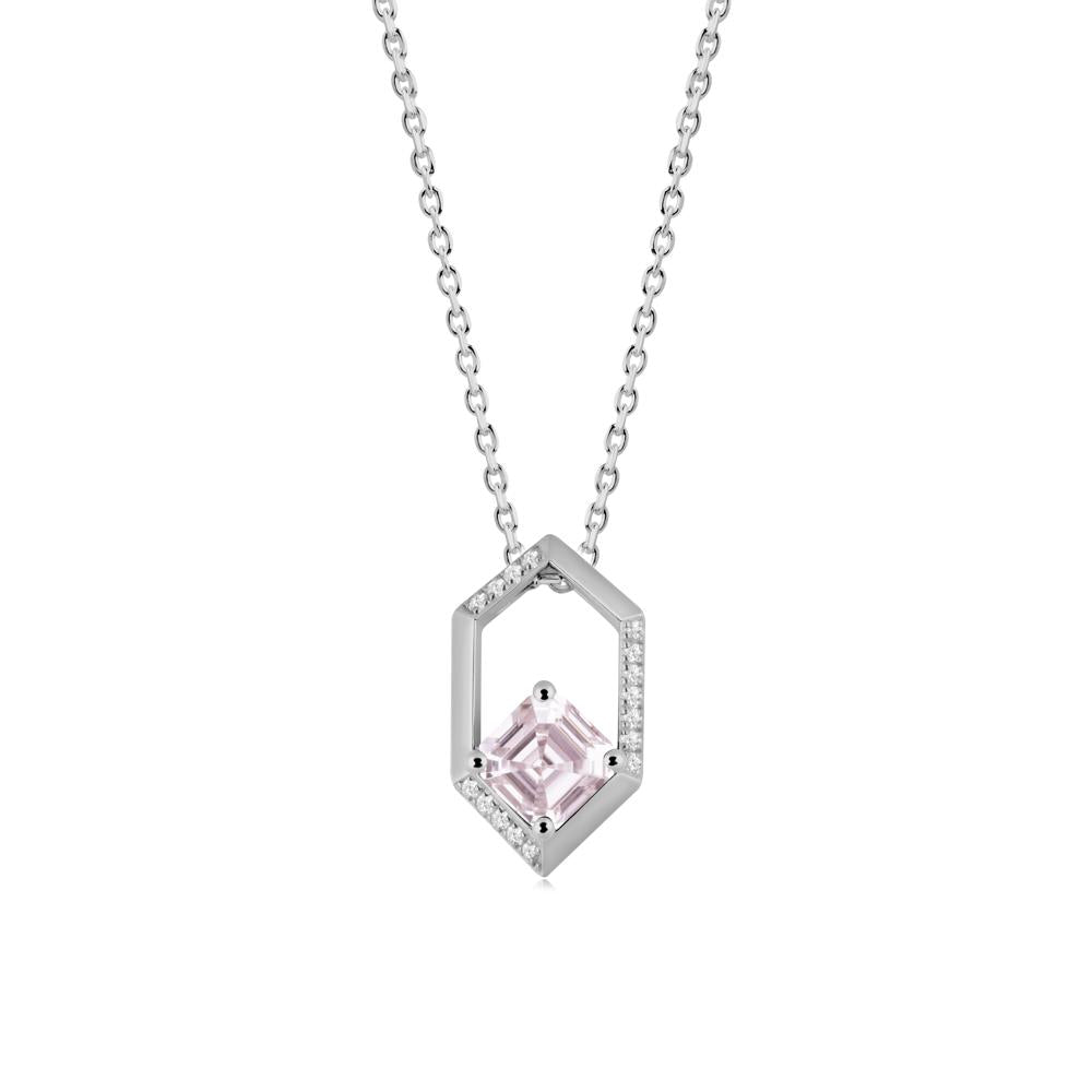 Geometric Asscher Pink Cubic Zirconia Pendant - LUO Jewelry #metal_platinum