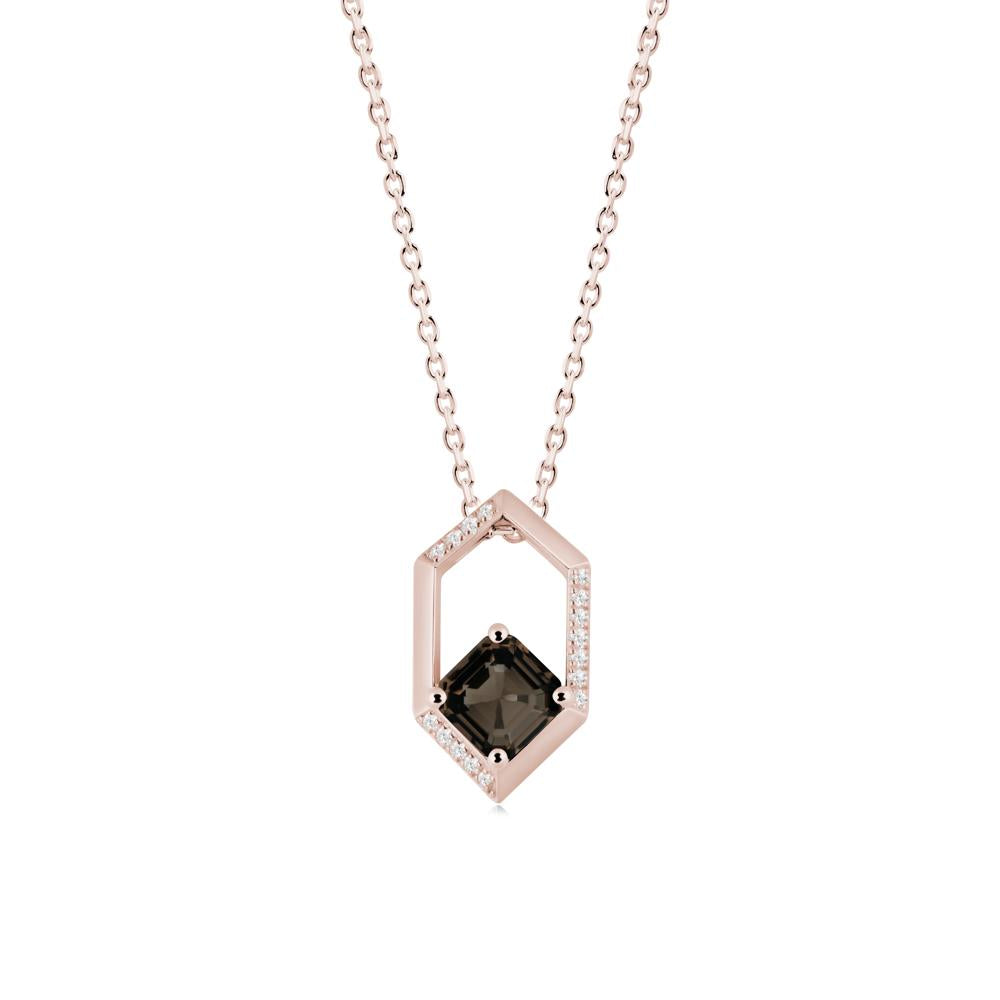 Geometric Asscher Smoky Quartz Pendant - LUO Jewelry #metal_14k rose gold