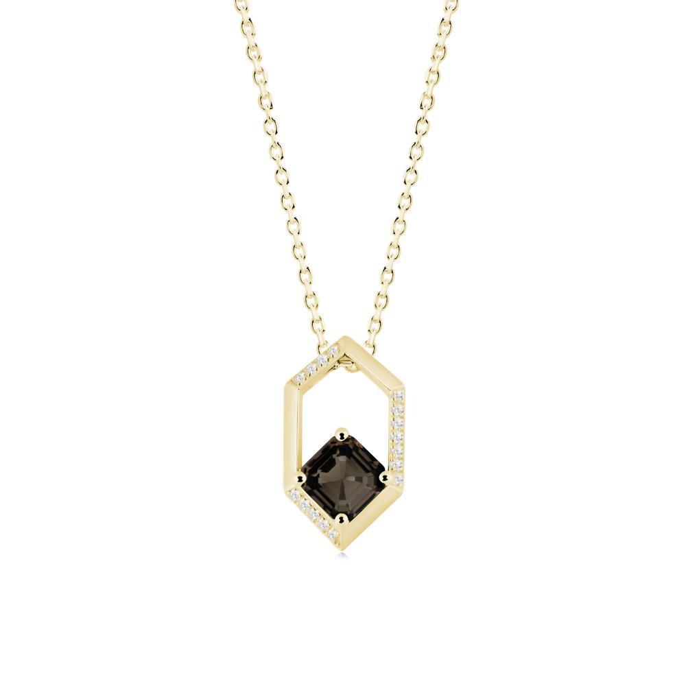 Geometric Asscher Smoky Quartz Pendant - LUO Jewelry #metal_18k yellow gold