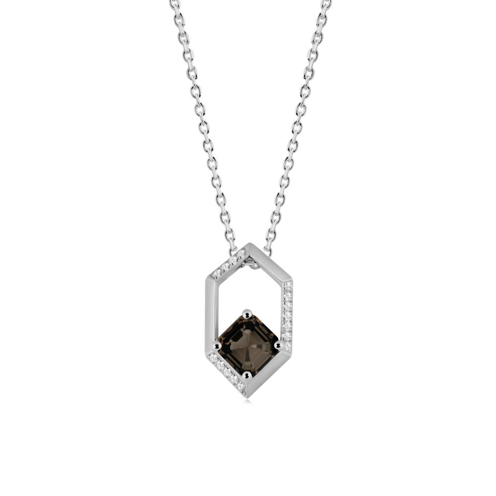 Geometric Asscher Smoky Quartz Pendant - LUO Jewelry #metal_platinum