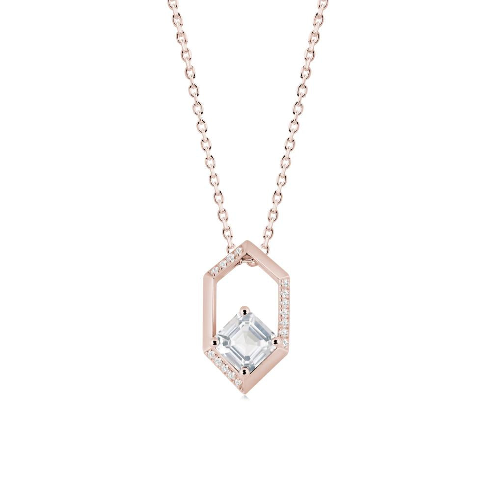 Geometric Asscher White Topaz Pendant - LUO Jewelry #metal_14k rose gold