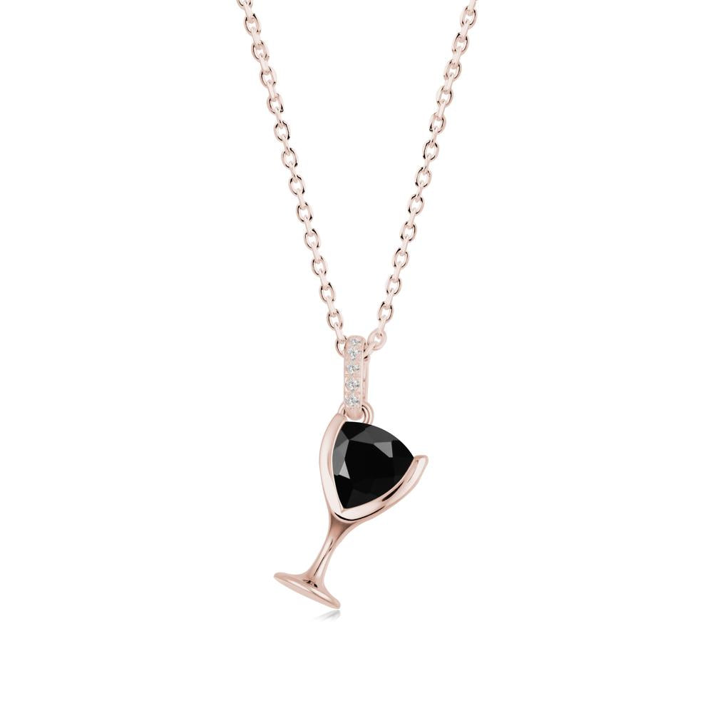 Wine Glass Inspired Black Spinel Pendant - LUO Jewelry #metal_14k rose gold