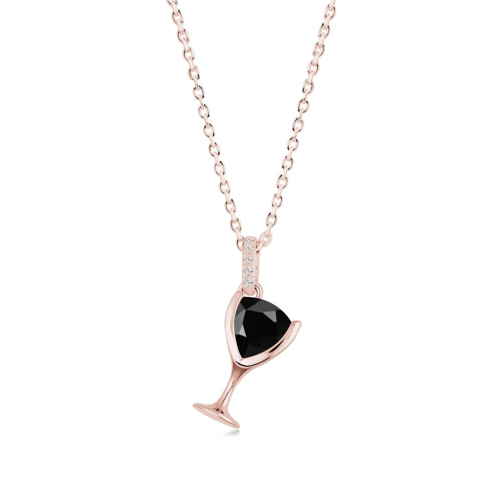 Wine Glass Inspired Black Spinel Pendant - LUO Jewelry #metal_18k rose gold