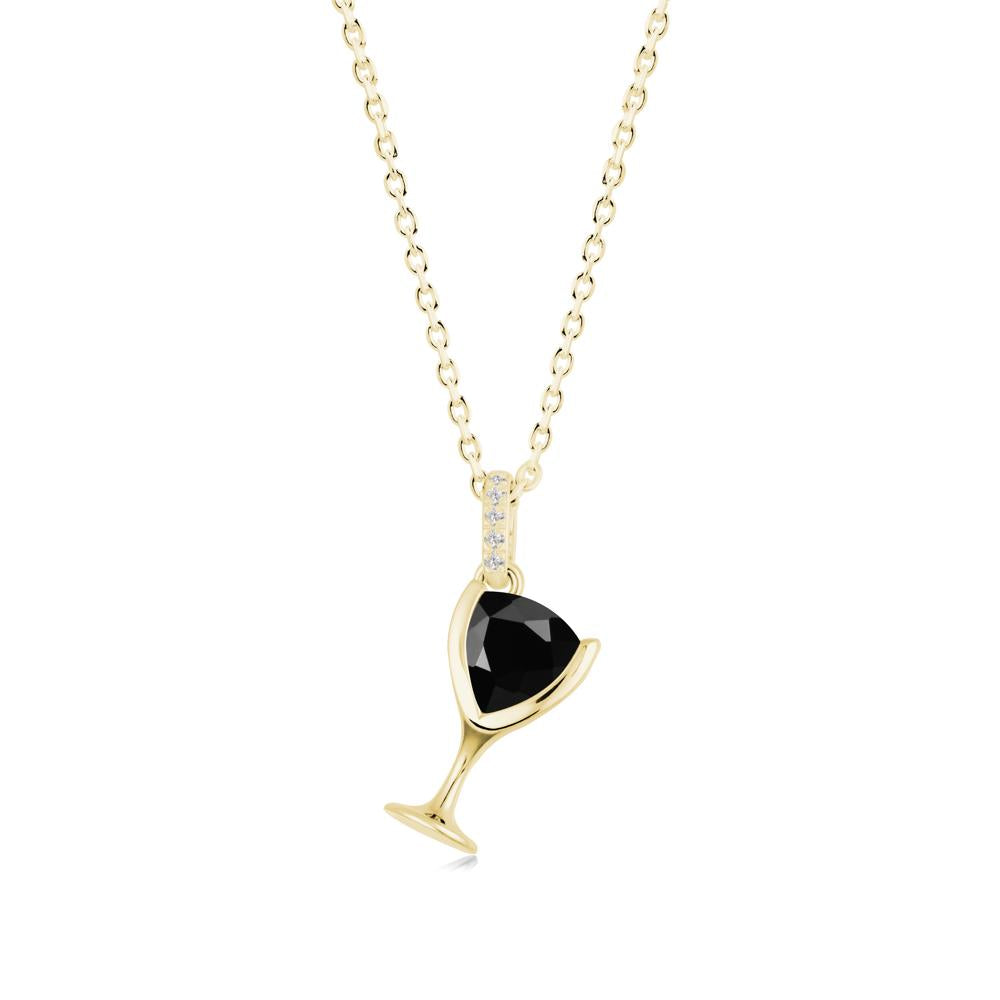 Wine Glass Inspired Black Spinel Pendant - LUO Jewelry #metal_18k yellow gold