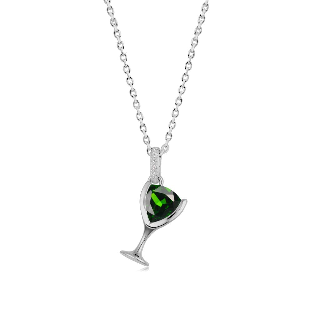 Trillion Diopside Bezel Necklace - LUO Jewelry #metal_platinum
