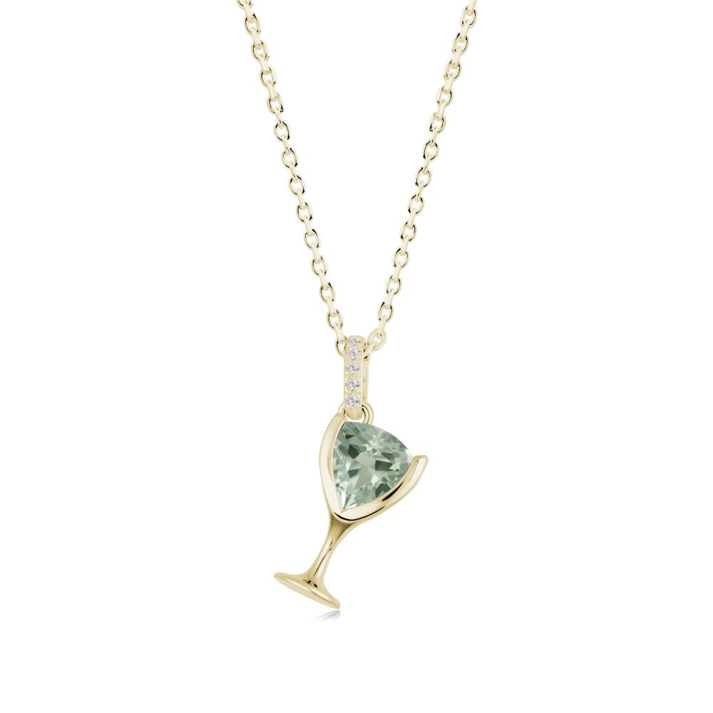 Trillion Green Amethyst Bezel Necklace - LUO Jewelry #metal_14k yellow gold