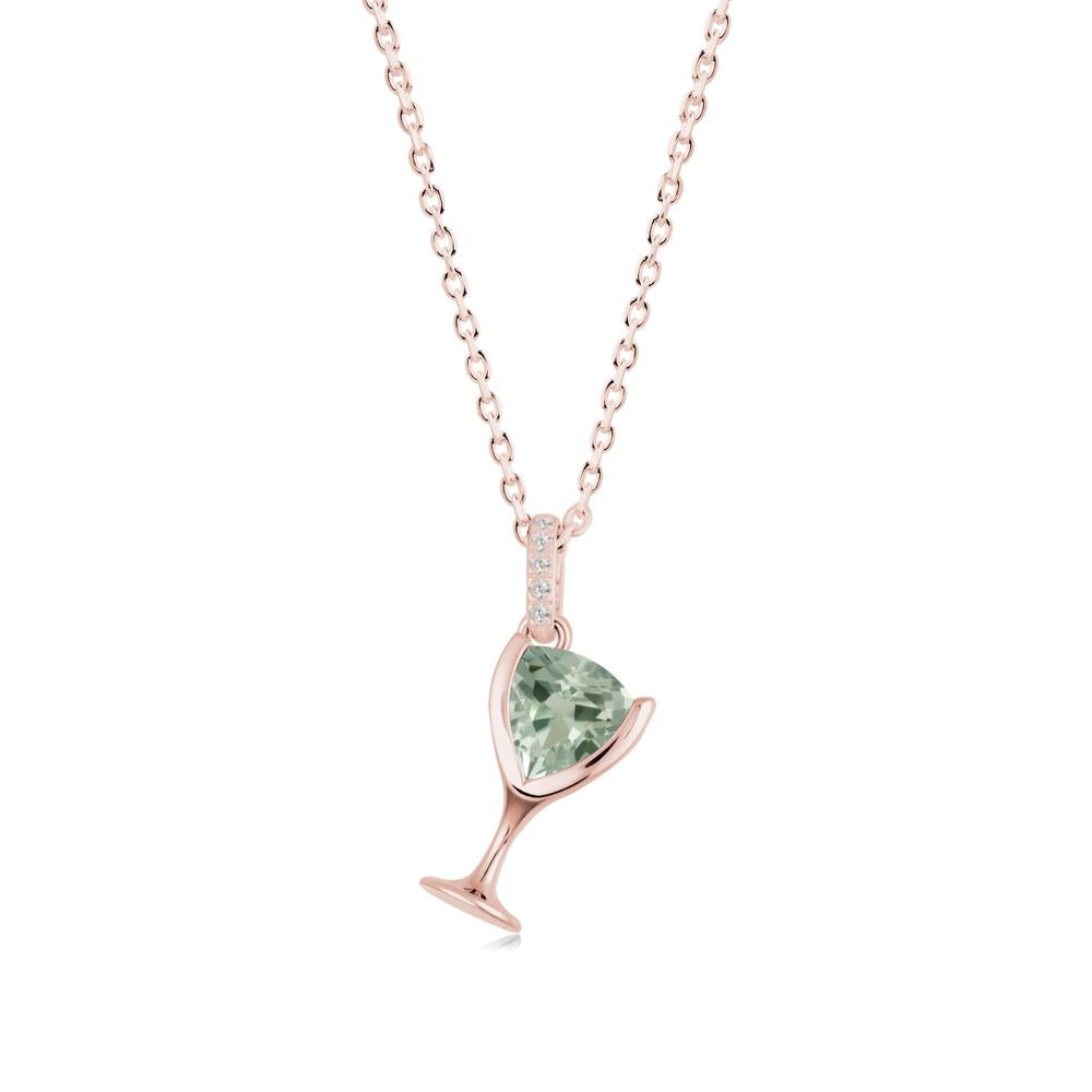 Trillion Green Amethyst Bezel Necklace - LUO Jewelry #metal_18k rose gold