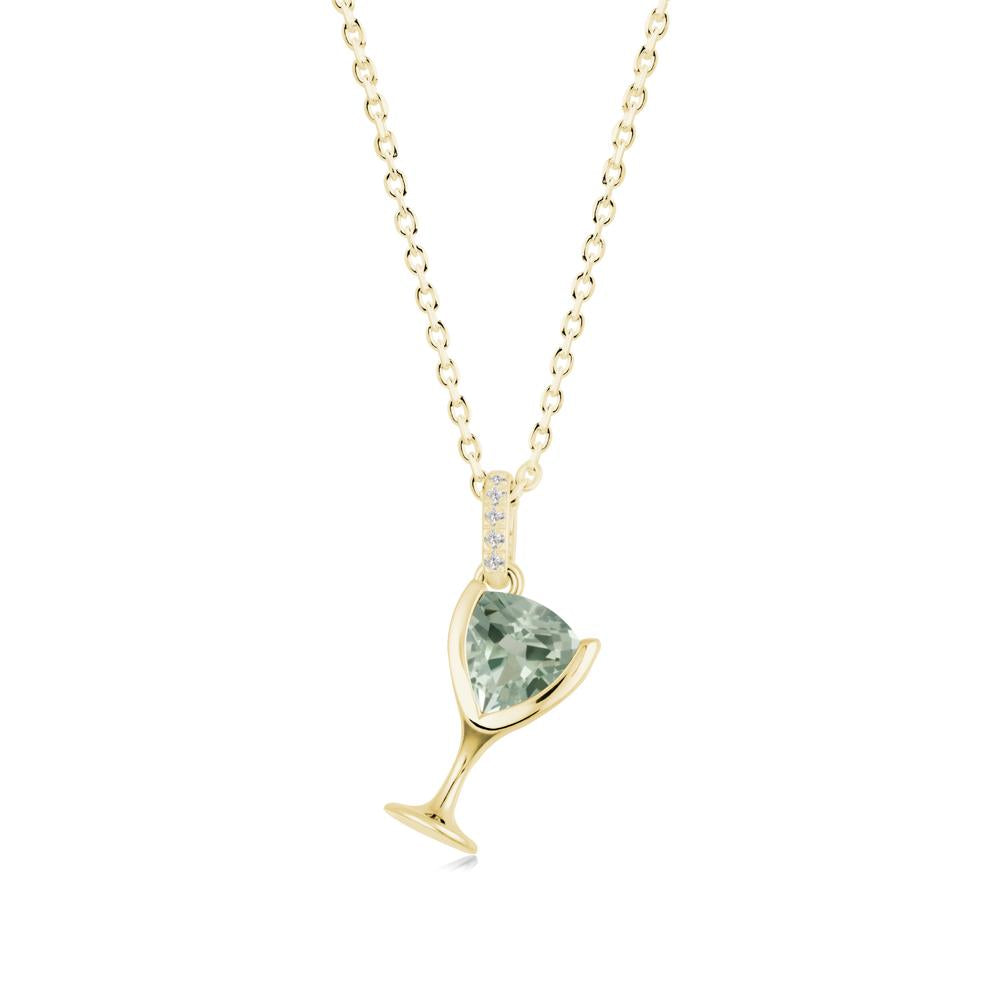 Trillion Green Amethyst Bezel Necklace - LUO Jewelry #metal_18k yellow gold