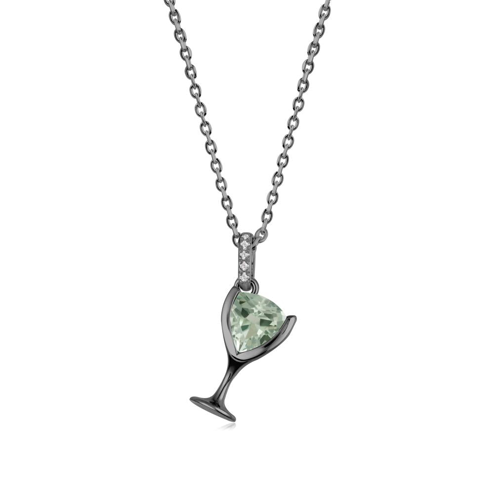 Trillion Green Amethyst Bezel Necklace - LUO Jewelry #metal_black finish sterling silver