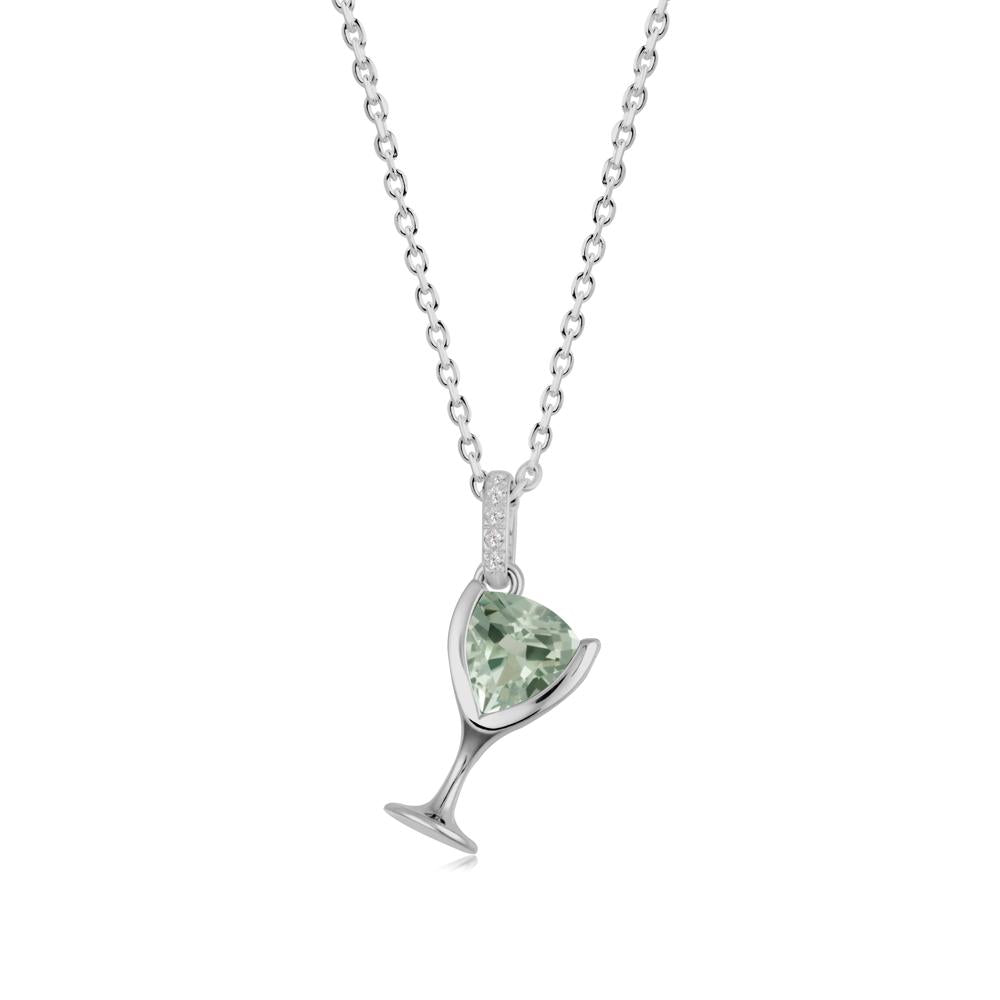 Trillion Green Amethyst Bezel Necklace - LUO Jewelry #metal_platinum