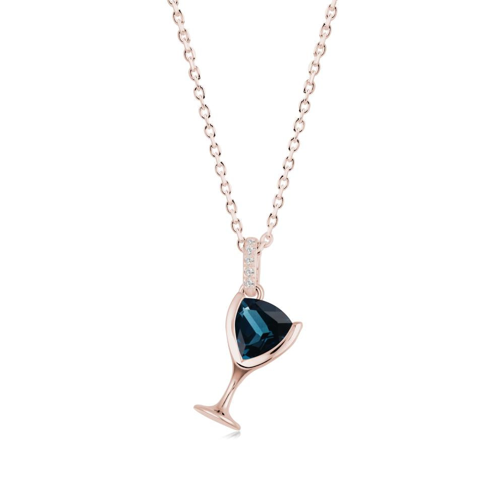 Trillion London Blue Topaz Bezel Necklace - LUO Jewelry #metal_14k rose gold