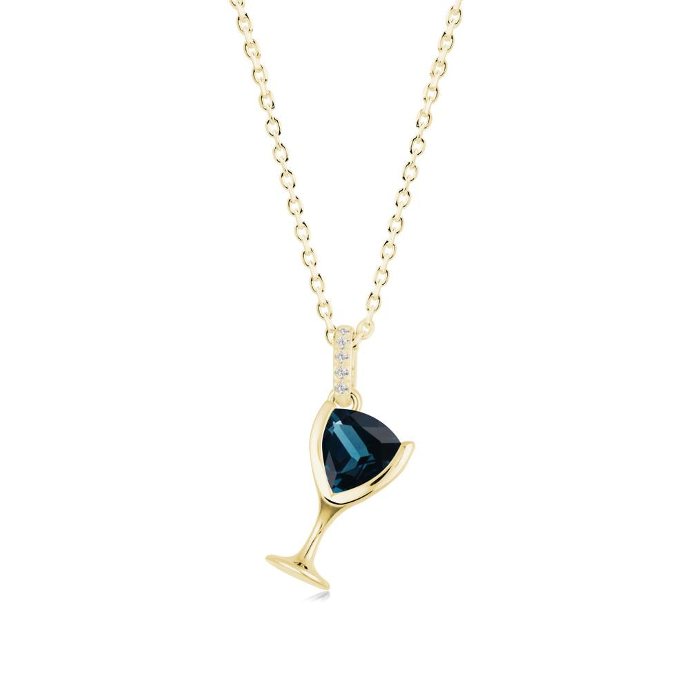 Trillion London Blue Topaz Bezel Necklace - LUO Jewelry #metal_18k yellow gold