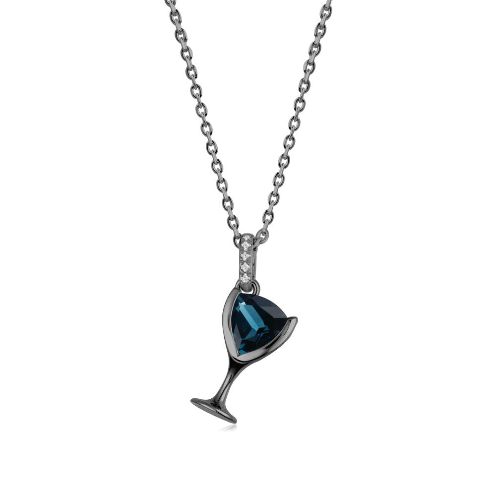 Trillion London Blue Topaz Bezel Necklace - LUO Jewelry #metal_black finish sterling silver