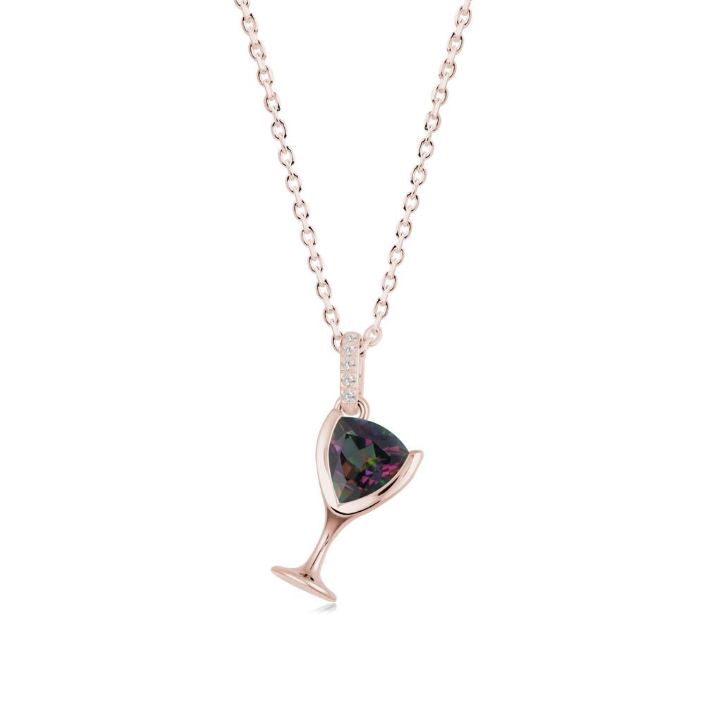 Trillion Mystic Topaz Bezel Necklace - LUO Jewelry #metal_14k rose gold