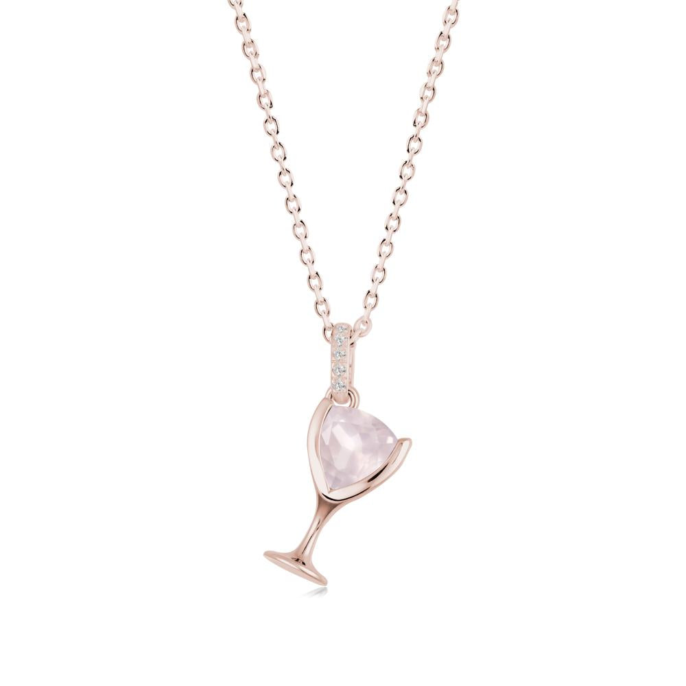 Wine Glass Inspired Rose Quartz Pendant - LUO Jewelry #metal_14k rose gold