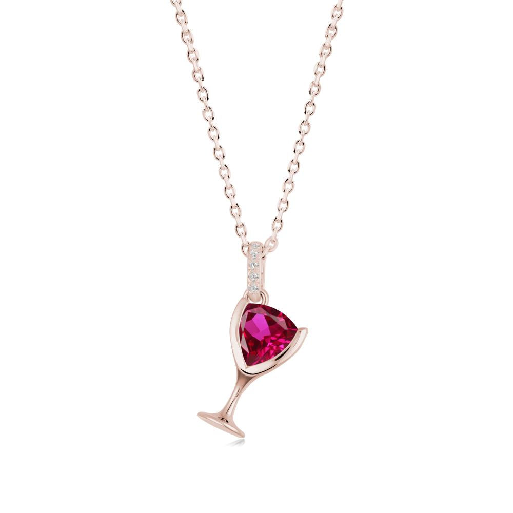 Trillion Ruby Bezel Necklace - LUO Jewelry #metal_14k rose gold
