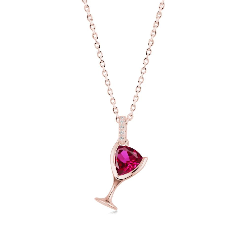Trillion Ruby Bezel Necklace - LUO Jewelry #metal_18k rose gold