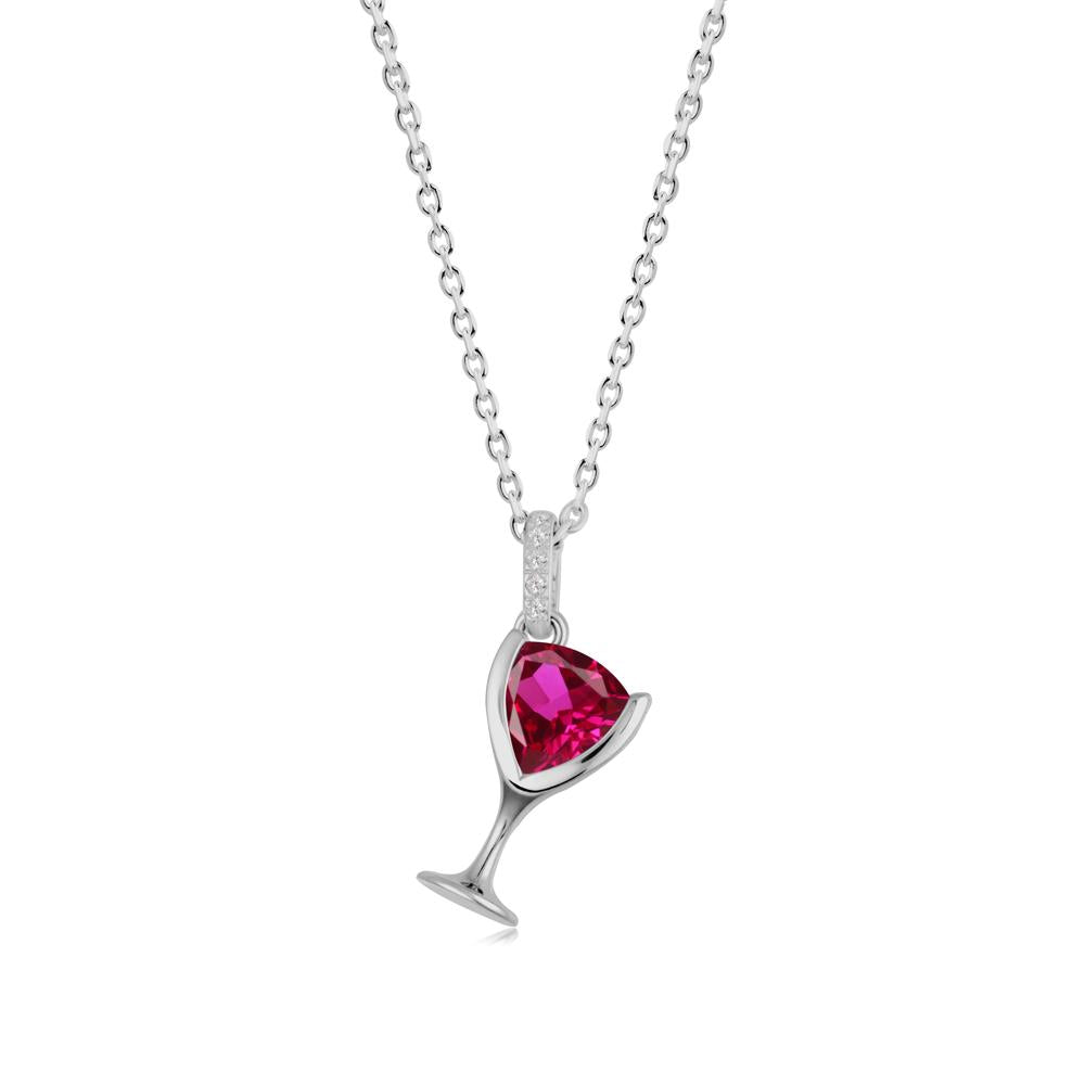 Trillion Ruby Bezel Necklace - LUO Jewelry #metal_platinum