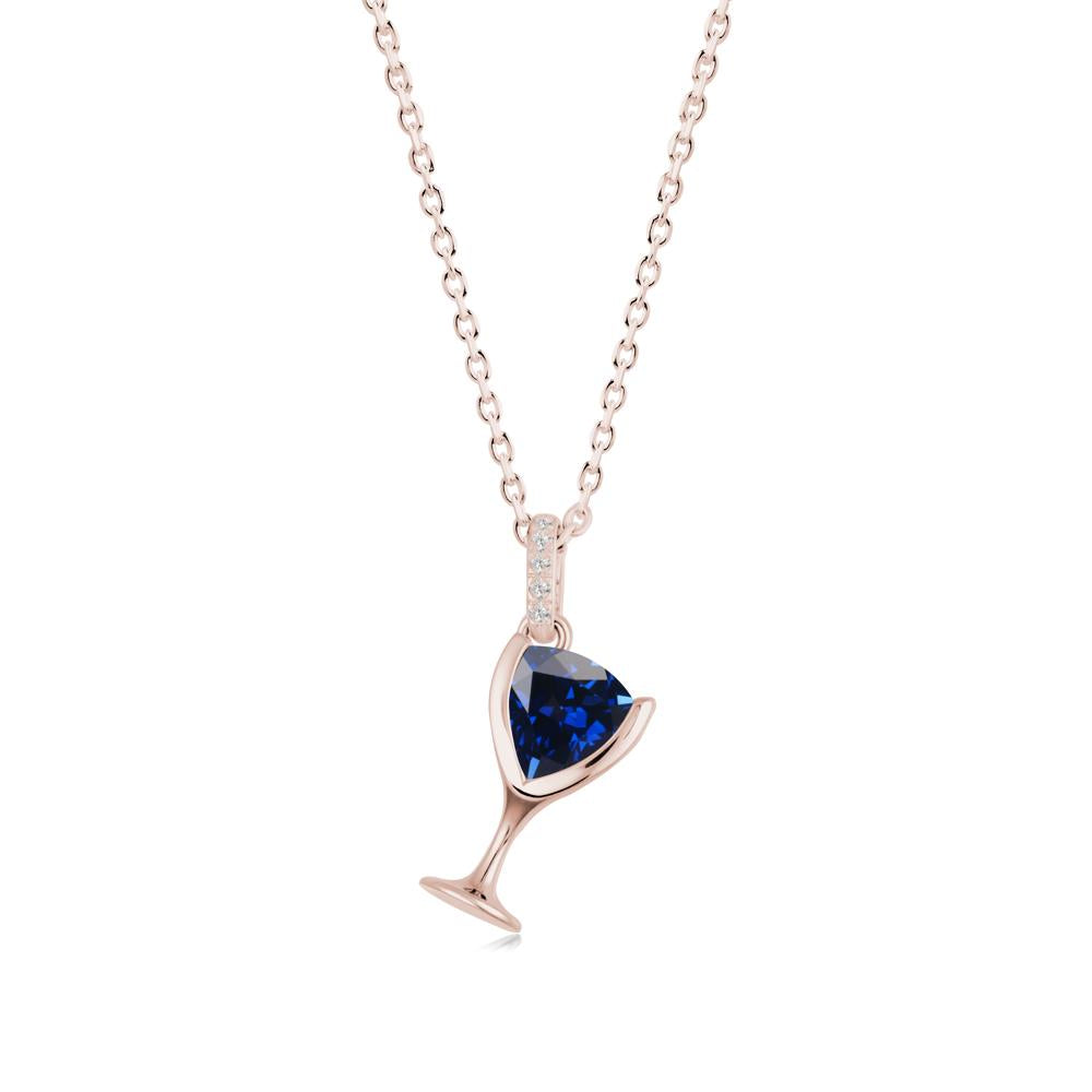 Trillion Sapphire Bezel Necklace - LUO Jewelry #metal_14k rose gold