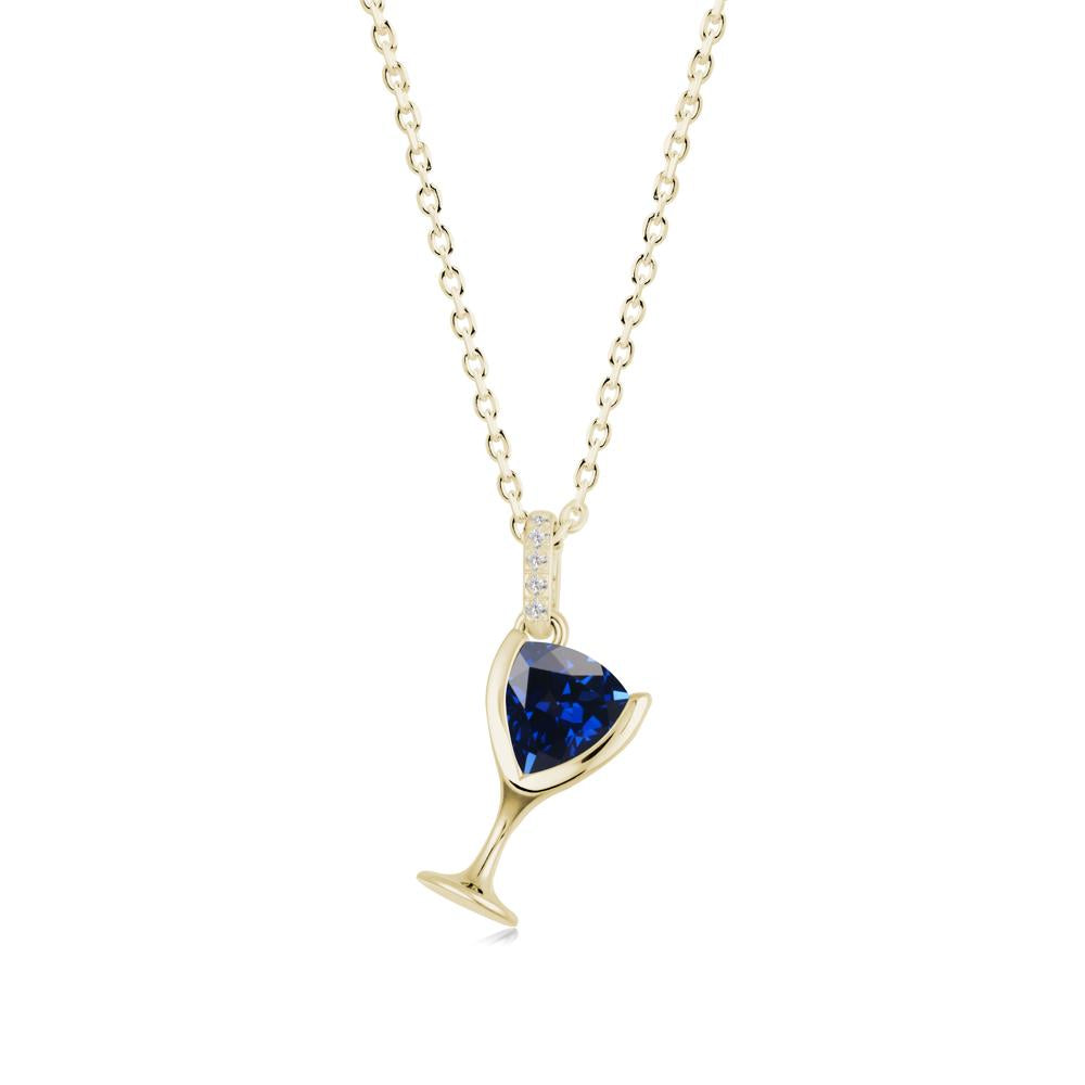 Trillion Sapphire Bezel Necklace - LUO Jewelry #metal_14k yellow gold