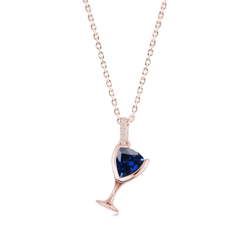 Trillion Sapphire Bezel Necklace - LUO Jewelry #metal_18k rose gold